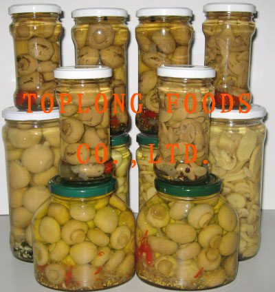 Canned Mushrooms in Glass Jars